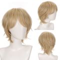 RANYU Short Synthetic Wig Blonde Men Straight Hair Wig for Anime Cosplay Daily Party Heat Resistant.