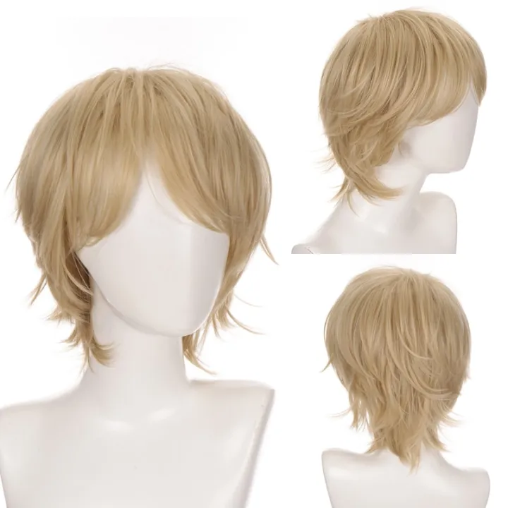 RANYU%20Short%20Synthetic%20Wig%20Blonde%20Men%20Straight%20Hair%20Wig%20for%20Anime%20Cosplay%20Daily%20Party%20Heat%20Resistant%20-%20Image%202