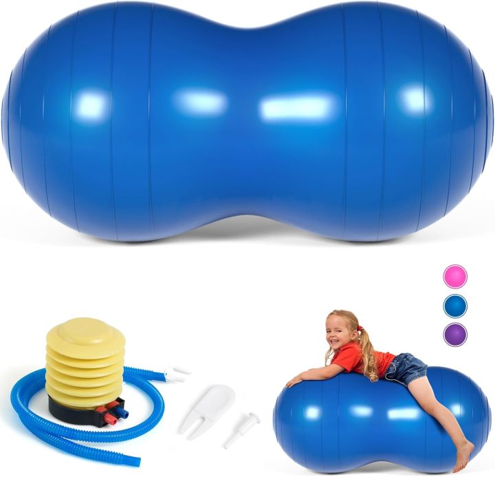 Peanut Ball for Kids Therapy, 90x45cm Anti-burst Exercise Ball With Pump, Gym Quality Fitness for Pregnancy Birth, Physical Therapy, Child Training, Women, Men