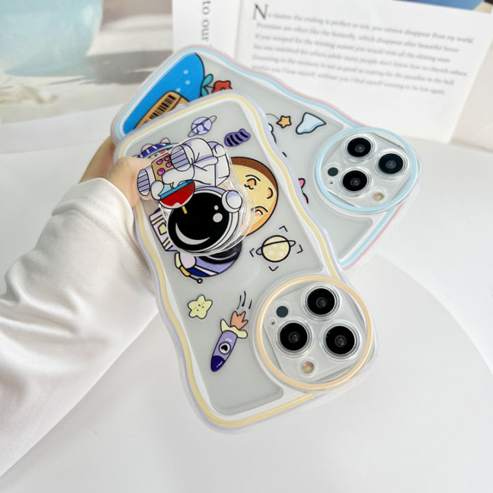 DEL%20for%20Samsung%20Galaxy%20S21%205G%20Back%20Cover%20(With%20Free%20Holder)%20Fashion%20Astronaut%20Transparent%20Phone%20Case%20Camera%20Protection%20Soft%20Wavy%20TPU%20Cover%20-%20Image%208