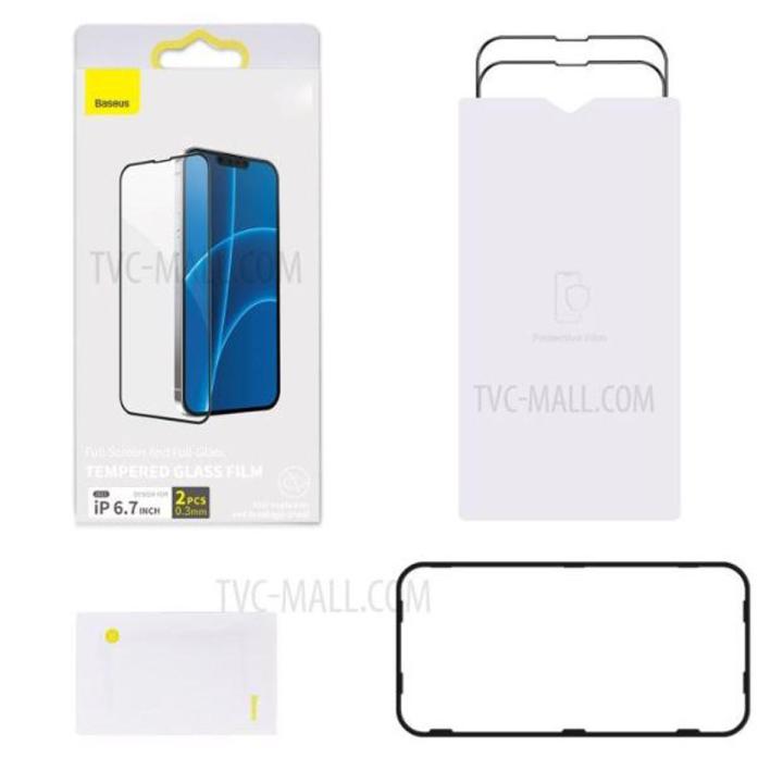 Baseus 2Pcs 0.3mm Full Tempered Glass For iPhone 13 Pro Max / 13 Pro / 13 / 13 mini/12 pro max/12 pro/12//12 mini/11 pro max/11 pro/11 Screen Protector Film Cover Glass
