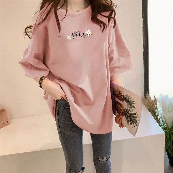 Lazy%20Solid%20Color%20T%20T-shirt%20Women's%20Summer%20Loose%20Mid-Length%20European%20Goods%20Large%20Green,%20Half-Sleeve%20T-shirt%20Bottom%20Disappear%20Clothes%20-%20Image%203