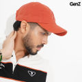 GenZ Premium Twill Cap for men - Front Embroidery NY - Back Embroidery Brand Logo - Adjustable Size with Metal Free D Ring - Brick Red Color.