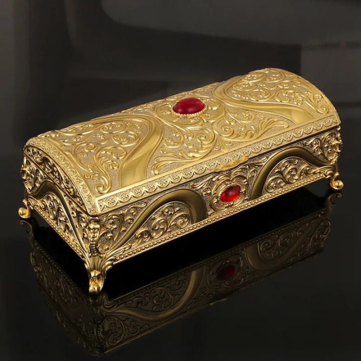 Creative European style metal rectangular home jewelry box, high-end birthday and wedding gift box, storage box