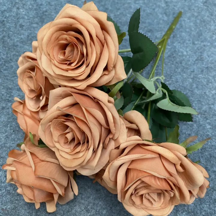 9%20Heads%20Rose%20Bouquet%20Artificial%20Flower%20Wedding%20Rose%20Decor%20Scene%20Display%20Floral%20Gift%20Pink%20White%20Camellia%20-%20Image%206