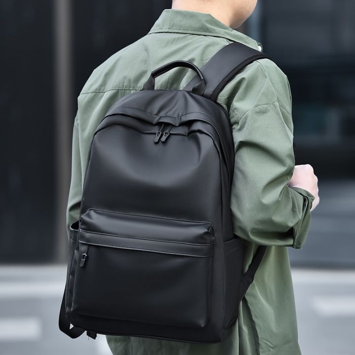 PU%20Leather%20Backpack%20For%20Men%20High%20Quality%20Business%20Travel%20Bag%20Solid%20Color%20Rucksack%20Unisex%20Simple%20Bagpack%20Holds%2015.6%20Inches%20Laptop%20-%20Image%203