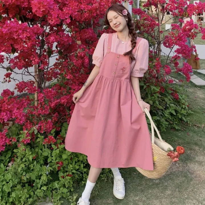 Summer%20New%20Japanese%20Puff%20Sleeve%20Top+Strap%20Dress%20for%20Female%20Students%20Sweet%20All-Matching%20Slip%20Dress%20Set%20-%20Image%205