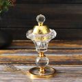 【Daily Necessities For Anyone Store】Arabian Style Crystal Incense Plating Metal Incense Burner Traditional Mabkhara Home Desktop Decorative Ornt.