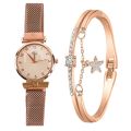 Fashion Women Watches Luxury Magnet Buckle Flower Rhinestone Watch Ladies Quartz Wrist Watch Bracelet Set Reloj Mujer. 
