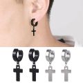Black Stainless Steel Men's Earrings- 1 Pair.