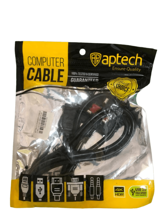 aptech Computer Power Supply Cable Cord - 2 Pin Plug Big Head