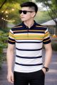 New Men's Striped Short Sleeve Polo Shirt Casual Comfort Fit. 