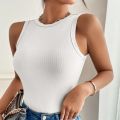 Round Neck Tank Top - Sexy Tank Top - Solid Color - Knit Ribbed Fabric.