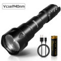 UniqueFire 2002D Vcsel LED IR 940NM 850NM Flashlight Zoom Hunting Fishing Night Vision Torch Rejected USB-C 18650 Battery.