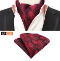 Cravat Paisley Silk Floral Neckwear 2Pcs/Set Ascot Ties & Handkerchief For Men Suit Wedding Party Suit Accessories With Pocket Square. 