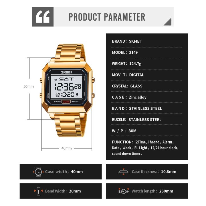 SKMEI%202149%20Men's%20Electronic%20Square%20Steel%20Band%20Student%20Multi%20functional%20Sports%20Waterproof%20Night%20Glow%20Electronic%20Watch%20-%20Image%206