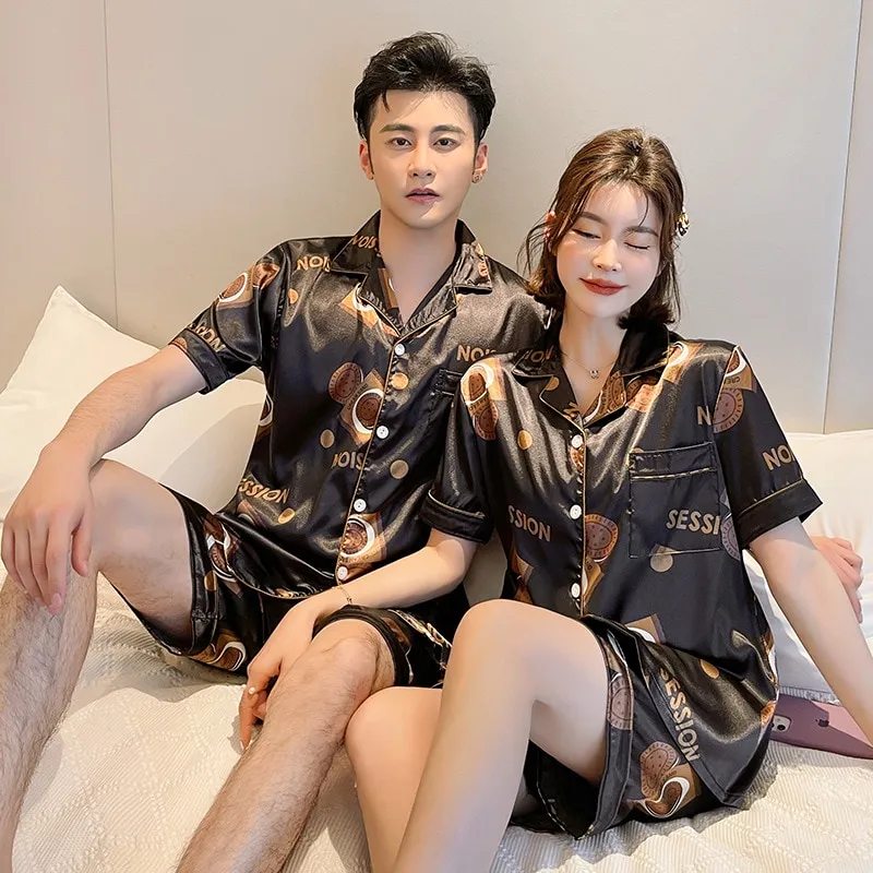 New Pajama Sets Satin Silk Pajamas Couple Sleepwear Family Pijama