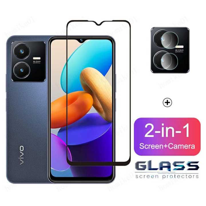 For Vivo Y22/Vivi Y22s Screen Protector + Camera Lens Protector 2IN1 Combo