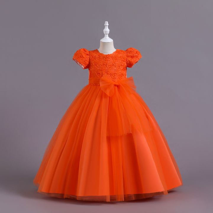Girls Party Dresses 4 Colors 110cm-160cm Baby Dress Long Skirt Children Vestidos Wedding Birthday Peformance Ball Gown