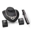 Trendy 4Pcs/set Luxury Jewelry Sets Link Chain Geometric Circle Metal Necklace Bracelet Earrings Ring Jewelry for Girls for Wedding.