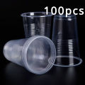 100pcs Transparent Plastic Cup Heat-resistant Disposable Plastic Cup Outdoor Picnic Birthday Kitchen Party Tableware 200ml. 