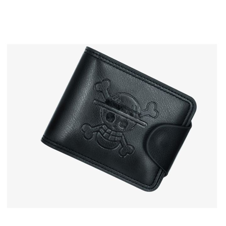【Aesth Diary Store】（NEW）Anime One Piece Synthetic Leather Embossed With Luffy's Skull Mark Card Holder Purse Men Women Money Bag for Gift