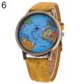 Mini World Fashion Quartz Watch Men Unisex Map Airplane Travel The World Women Leather Dress Wrist Watch Clock Fashion.