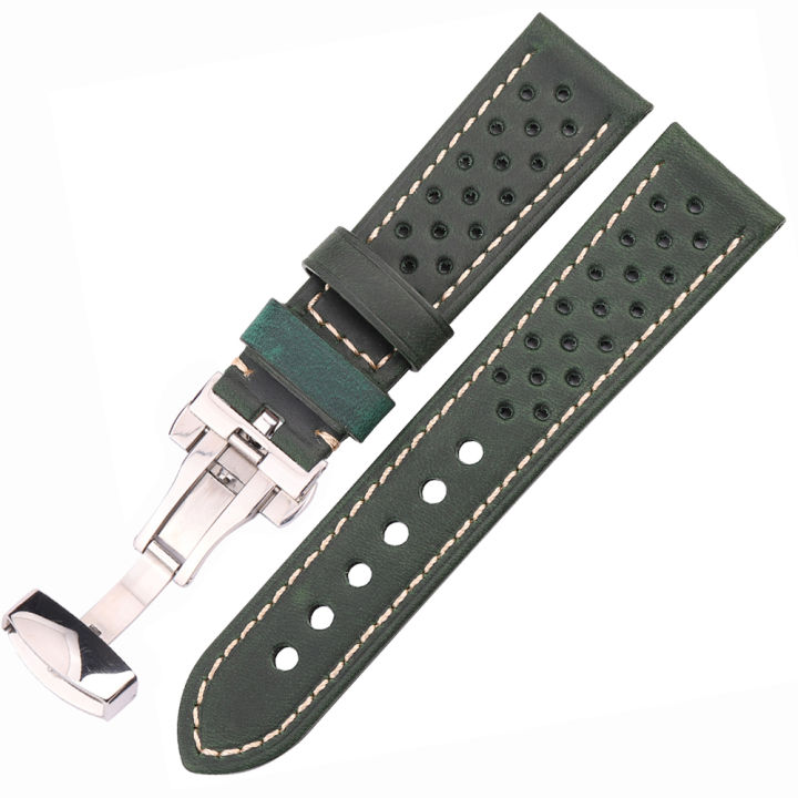 Premium Breathable Genuine Leather Watchbands 20mm 22mm 24mm SmaGood productrt Watch Strap Brown Coffee Black Green Cowhide Band Accessories