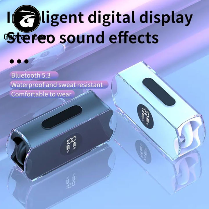 R19 Wireless Clip-on Earbuds Stereo Sound Headphones With LED Display Charging Case Earphones For Running Workout Sports