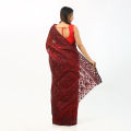 Silk Maroon and Red Jamdani Saree Without Blouse Piece for Women Suitable for All Seasons Casual Wear. 