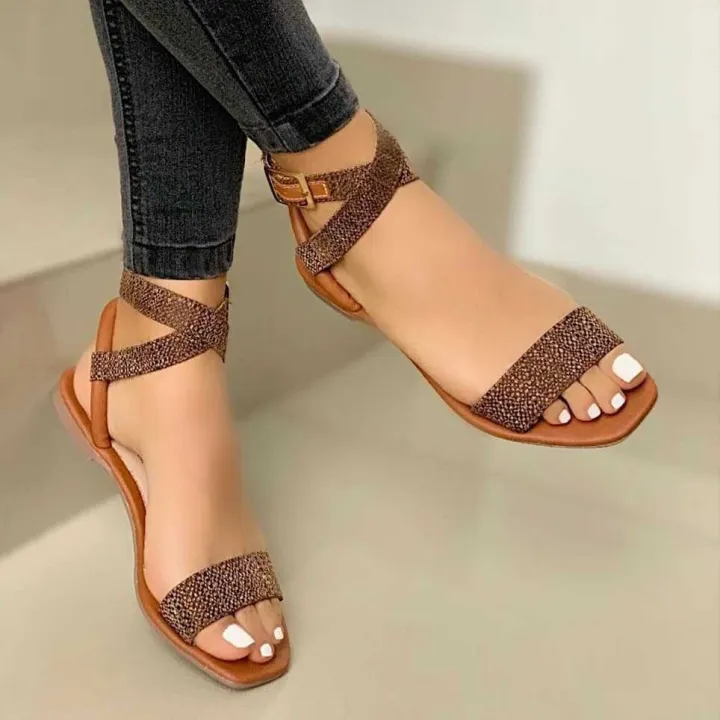 Amazon%20wish%20summer%202021%20new%20plus%20size%20buckle%20flat%20casual%20sandals%20women's%20sandals%20-%20Image%203