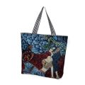 WPOT Retro Elegant Oil Painting Shopping Bag Travel Bag Flower Painted Tote Bag Women Art Handbag Canvas Bag Shoulder Bag. 