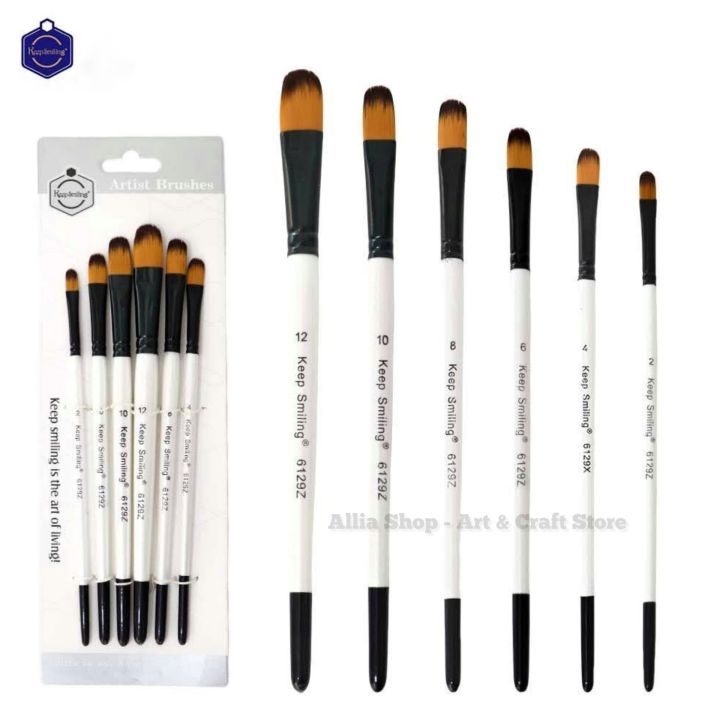 Keep Smiling Nylon Hair Filbert Tip Paint Brush 6pcs Set | Daraz.com.bd