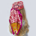 【selevn roind】Fashion Square Silk Scarf Women Headband 90*90cm Print Neck Scarfs Office Hair Band Hand Kerchief Female Bandana Headwear. 