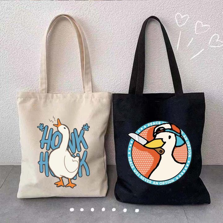 Funny%20Honk%20Untitled%20Goose%20Game%20Lovely%20Meme%20Duck%20Cute%20Cartoon%20Animal%20Shoulder%20Canvas%20Tote%20Bag%20Harajuku%20Shopping%20Shopper%20Handbags%20-%20Image%202