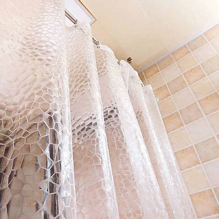 Clear%20EVA%20Shower%20Curtain%20Liner%20Waterproof%20Transparent%203D%20Water%20Square%20Bathroom%20Curtain%20in%2071inch%20x%2079inch,%2012%20Hooks%20-%20Image%205