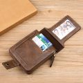 Men's small classic genuine leather wallet men's short wallet with buckle and zipper solid port ville clutch for men. 