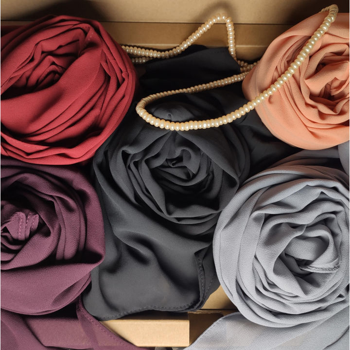 Women%20Muslim%20Wear%205%20Combo%20Pack%20Chiffon%20Jorjet%20Hijab%20Color%20Ash%20,%20Maroon%20,%20Black%20,Skin%20,%20Purple%20-%20Hijab%20Collection%20-%20Hijab%20Collection%20-%20Hijab%20-%20Image%202