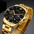 GENEVA Luxury Gold Watch Men Waterproof Automatic Wacth Business Stainless Steel Band Men Watch Relo Ng Kalalakihan. 