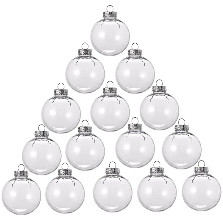15 PCS Round Clear Christmas Balls Fillable DIY Christmas Tree Balls Made of Plastic Christmas Balls Tree Decorations