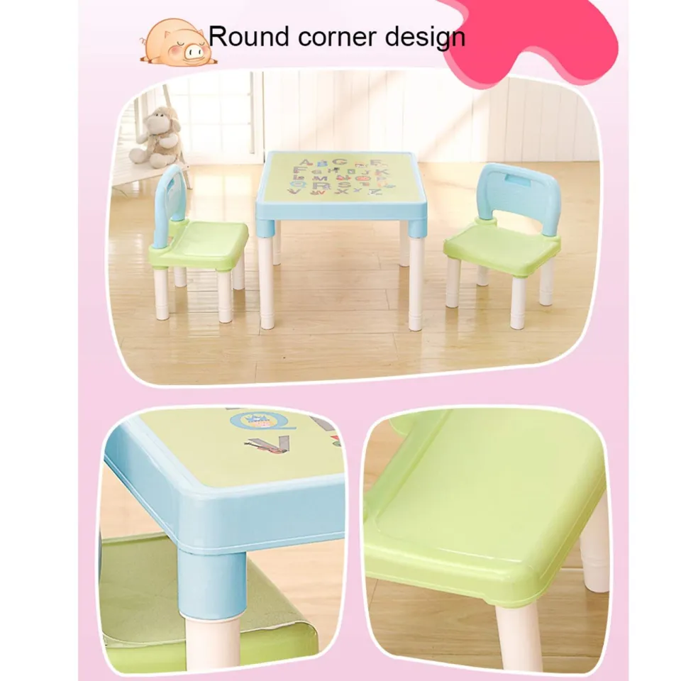 Kids Table and Chair Set, Childrens Desk with 2piece Chairs, Multifunction  Nursery Furniture Child Learning Desk Chair for Playing, Learning, Eating 