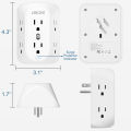 LENCENT Multi Plug 6 Outlet Extender, Surge Protector Power Strip 3-Side Widely Spaced Adapter Plug Extension Multiple Charger Expander, Mountable.