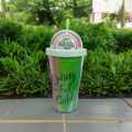 Plastic Sipper, Pack of 1, Green, Glitter Sipper with Straw, 350 ml. 