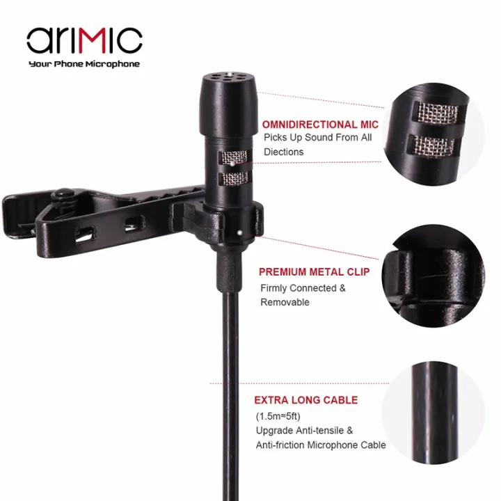 Arimic%20Lavalier%20Lapel%20Clip-on%20Omnidirectional%20Condenser%20Microphone%20Kit%20with%20cable%20adapter%20&%20windshield%20for%20iPhone%20Samsung%20-%20Image%203