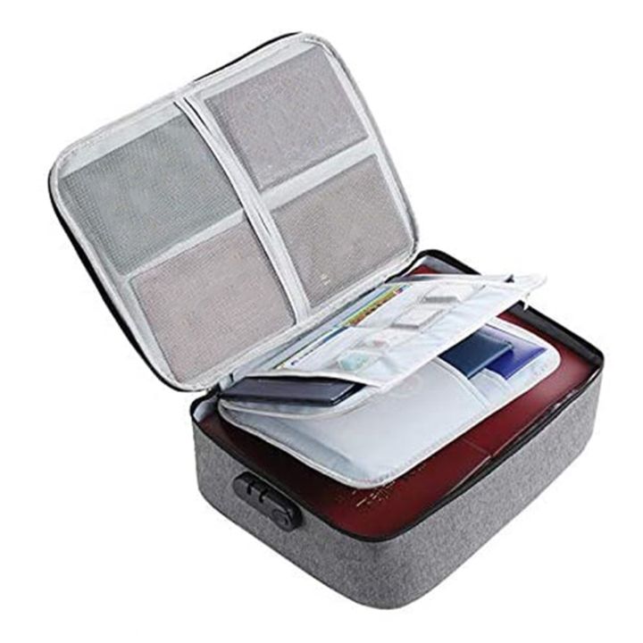 ZOROOM Important File Pocket Holder,Document Organizer Box,Oxford Waterproof Document Storage Bag with Safe Code Lock (Gray)