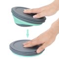 Folding Bowl Bowl Sets Foldable Salad Bowl Tableware Set Folding Lunch Box Portable 3Pcs/Set Silicone with Lid. 