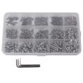 480Pcs on Head 12 Sizes Screw And Nuts Kit,M2 M3 M4 Steel orted Hex Socket Head Cap Bolts Screws Nuts ortment Set Kit.
