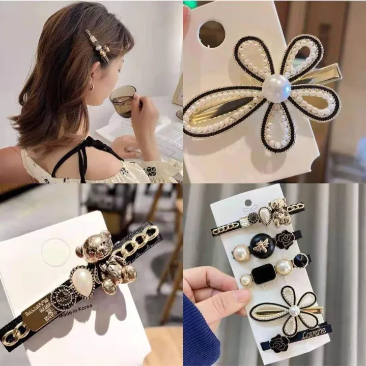5%20Pcs%20Black%20Hair%20Clip-Simple%20Net%20Red%20Black%20Color%20Pearl%20Side%20Duckbill%20Clip%20Hair%20Accessories-%20Korean%20Style%20Bow%20Head%20Wedding%20Party%20Side%20Clip%20Metal%20Hair%20Pin%20Hair%20Accessories%20-%20Image%202