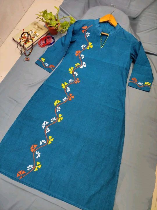 Handpaint%20kurti%20cotton%20fabric%20stitch%20kurti%20100%25%20handpaint%20-%20Image%202