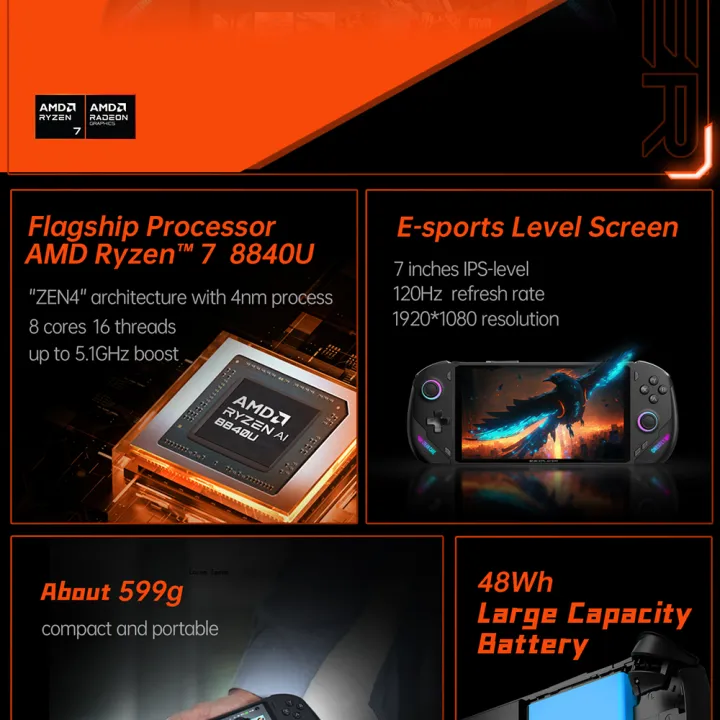 Onexplayer%20ONEXFLY%207%20Inch%20AMD%20R7%208840U%2032GB%20LPDDR5X%20Windows11%20AAA%20Game%20Mini%20Pc%20Handheld%20Console%20Notebook%20Laptop%20lPS-level%20-%20Image%206
